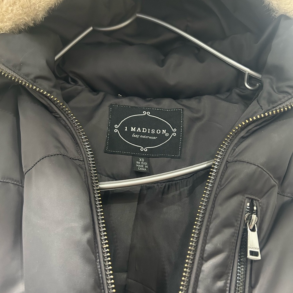 Madison Charcoal Puffer Coat with Faux Fur Trim - Picture 5 of 12
